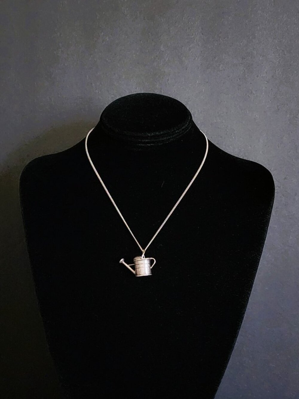 VTG 80s 925 Sterling Silver 3D Watering Can Pendant & 925 Chain Necklace 15.5" - Picture 8 of 9
